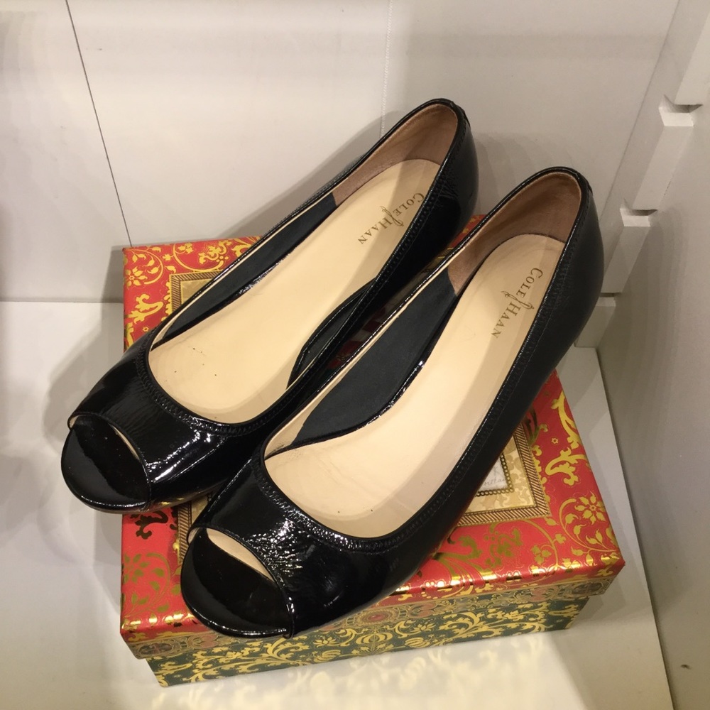 Cole Haan Air Tali black patent wedge shoes, 9M